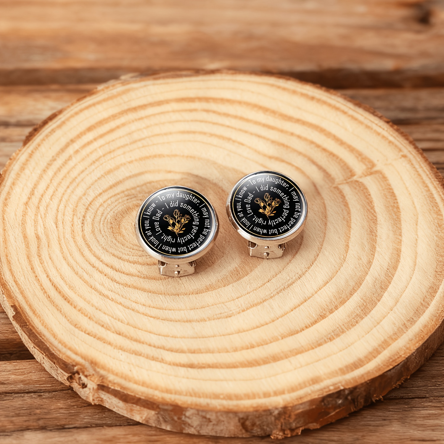 2pc Women's No-Piercing Round Glass Earrings Set